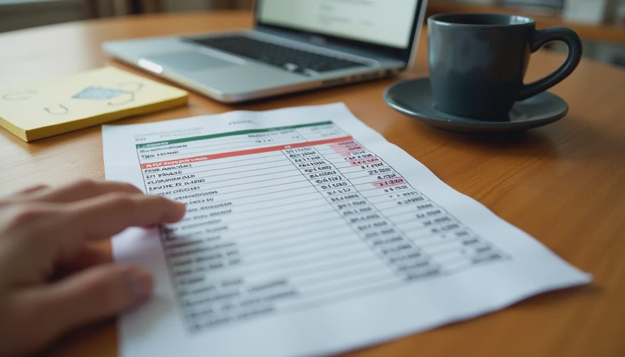 Printed budget spreadsheet and laptop on kitchen table with renovation notes