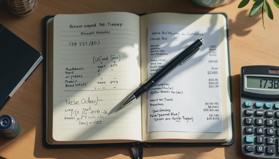 Notebook and plumber invoice showing the $1,738 unplanned costs