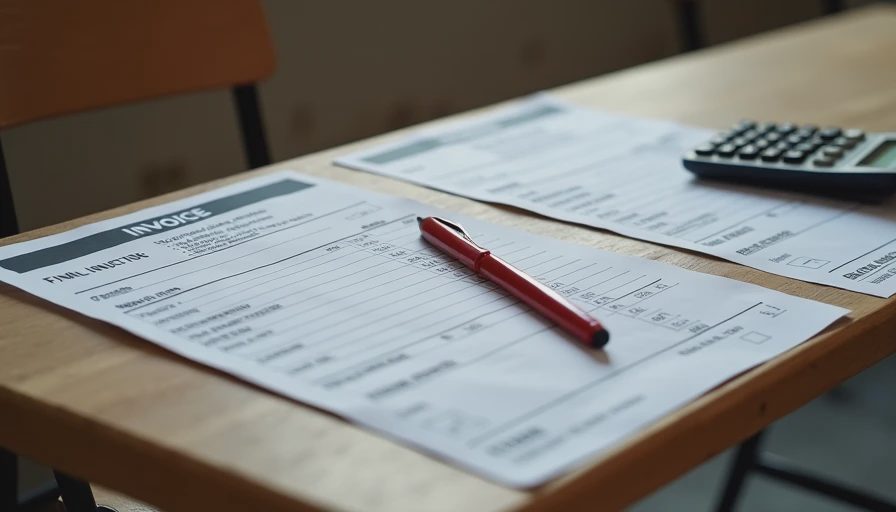 Asbestos and plumber final invoices with calculator showing combined major overruns