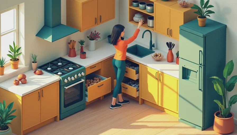 Visual context for kitchen cabinet organizers