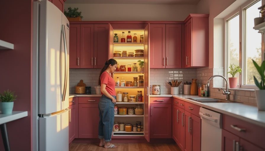 Visual context for kitchen pantry cabinet